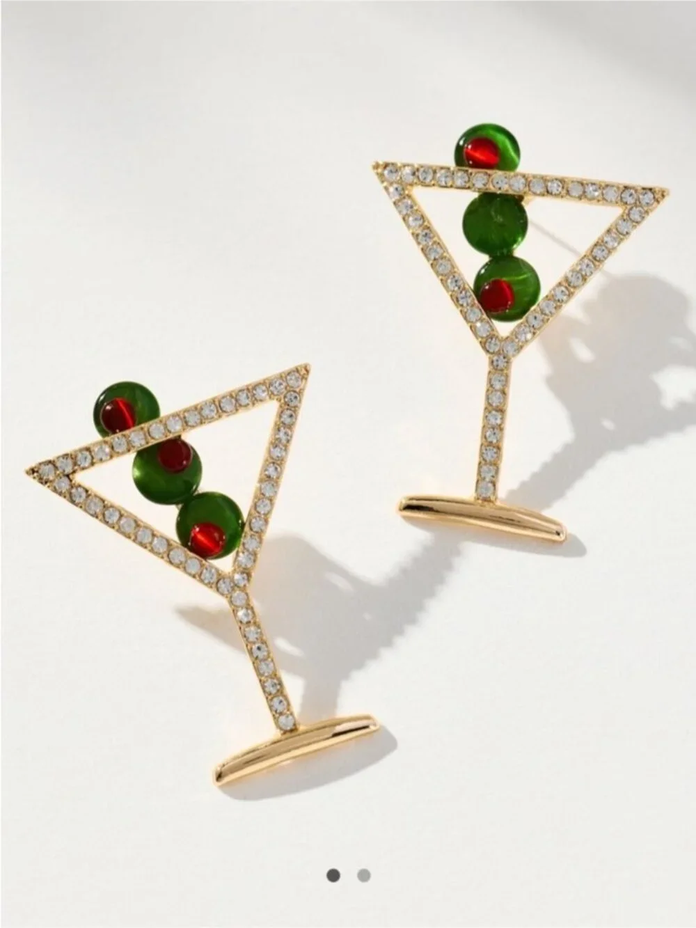 New! Anthropologie Gold Dirty Martini Olive Statement Earrings NWT (3013)